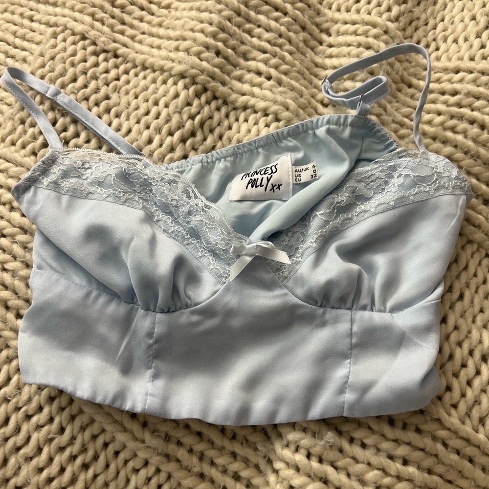 Old School Love Crop Top in blue from Princess Polly, US Size 0